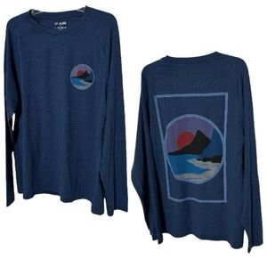 01.Algo‎ Men's Long Sleeve Shirt Nature Graphic Print XL Blue Quick Dry UPF 40